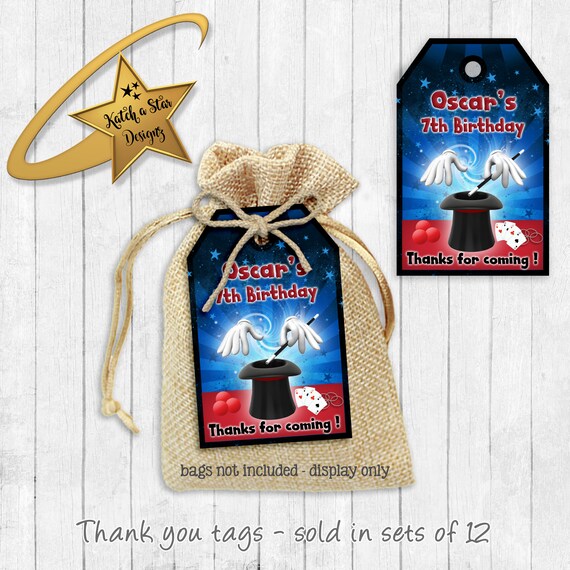 Magician magic personalised birthday party thank you tags x 12 Il_570xn