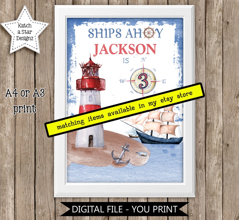 yacht boat sailing lighthouse Nautical you print birthday party personalised digital chocolate wrappers ocean