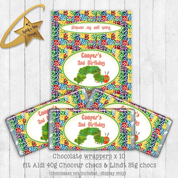 The very hungry caterpillar personalised birthday party chocolate wrappers x 10 (or digital) Il_570xn