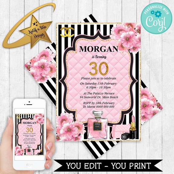 Fashion Paris Luxe birthday party Editable & Printable birthday party Invitation Template download DIY Il_570xn