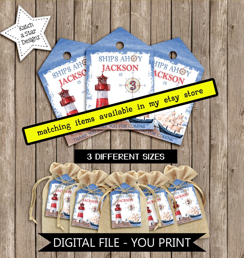 yacht boat sailing lighthouse Nautical you print birthday party personalised digital chocolate wrappers ocean