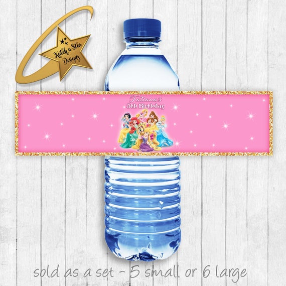 Princesses disney personalised party water bottle labels x 5 (please read item description carefully) Il_570xn