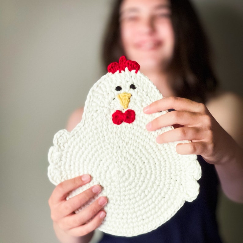 Crochet Pattern for the Swanky Chicken Trivet Potholder PDF Instant Download Permission to Sell Finished Items image 7