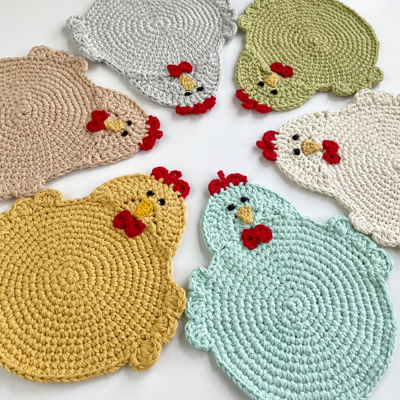 Crochet Pattern for the Swanky Chicken Trivet Potholder PDF Instant Download Permission to Sell Finished Items image 5
