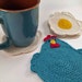 Crochet Pattern for the 'Chicken or the Egg? Coaster Set.' PDF file, instant download, permission to sell finished items. 