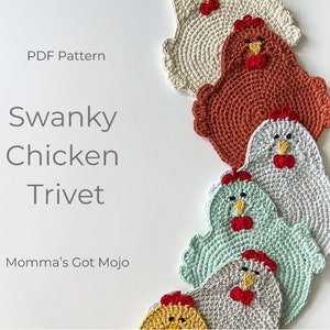 Crochet Pattern for the Swanky Chicken Trivet Potholder PDF Instant Download Permission to Sell Finished Items image 1