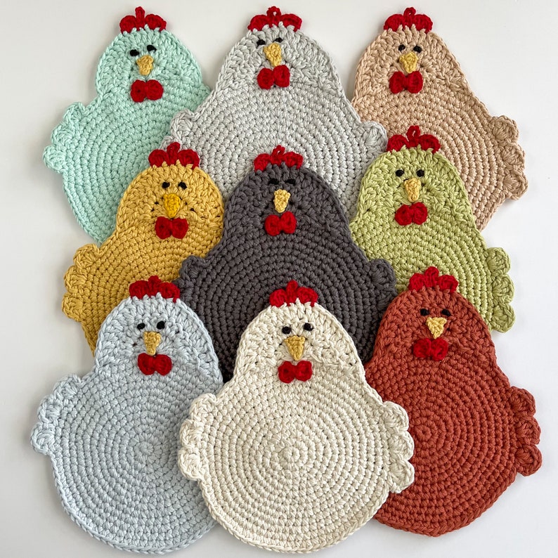 Crochet Pattern for the Swanky Chicken Trivet Potholder PDF Instant Download Permission to Sell Finished Items image 3