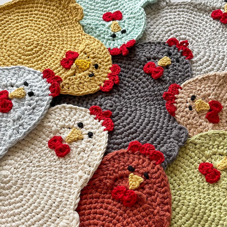 Crochet Pattern for the Swanky Chicken Trivet Potholder PDF Instant Download Permission to Sell Finished Items image 6