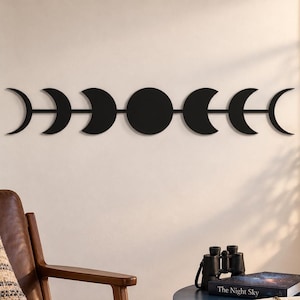 Moon Phase Art, Metal Wall Decor, Lunar Cycle Design, Celestial Wall Accent, Full Moon Sequence, Minimal Moon Decor, Cosmic Phase Sign
