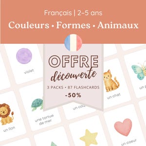 Pack éducatif à imprimer – Couleurs, Formes et Animaux – 87 flashcards en français – Offre découverte