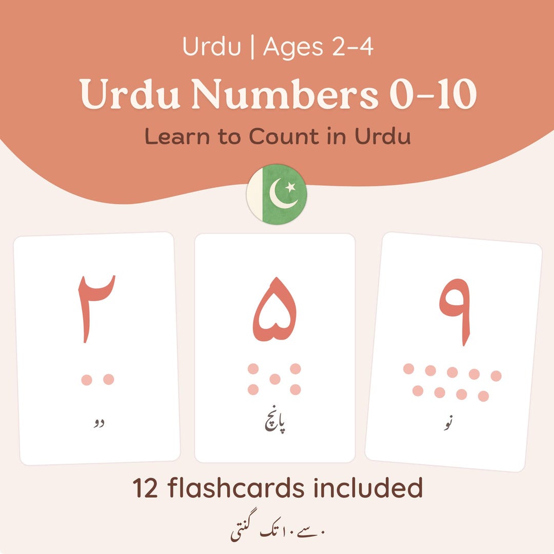 Urdu Numbers 0–10 Flashcards Printable – Learn to Count in Urdu for ...