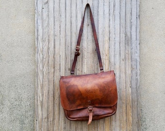 vintage leather mail bag