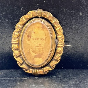 All Original Antique 19th Century Victorian Real Picture Memorial Mourning Gold Filled Brooch Pin Victoriana Mourning Photograph Jewelry