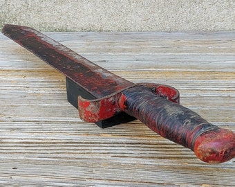 Antique Early 20th Century Hand Made Stage Prop Bloody Short Sword Fighting Sword Long Dagger