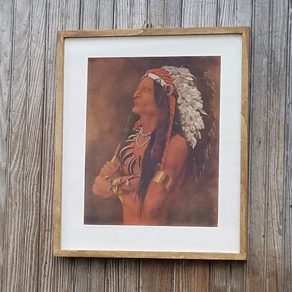 Vintage Fine Art Print Lithograph Running Wolf Southern Cheyenne Frederick W. Glasier