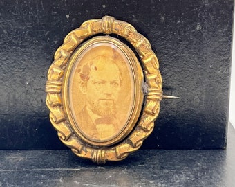 All Original Antique 19th Century Victorian Real Picture Memorial Mourning Gold Filled Brooch Pin Victoriana Mourning Photograph Jewelry