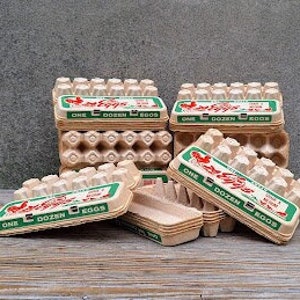 Set of Ten (10) New Old Stock (NOS) Grocery Dairy One Dozen Egg Cardboard Cartons Hen Farm Vintage Kitchen General Store Farmhouse Decor