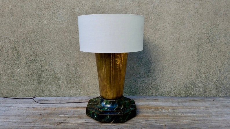 Vintage Mid Century Modern Hand Hammered Brass Table Lamp