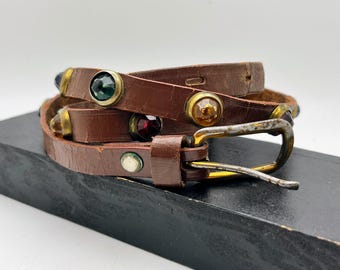 Genuine Leather Belt Size 36 ~ Pinwheel Design Studs