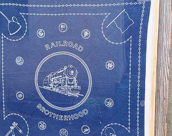 Vintage 1930s Union Railroad Brotherhood Trunk Down Indigo Blue