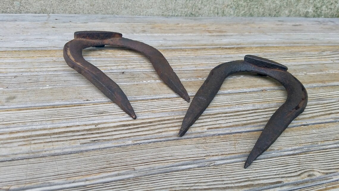Antique 19th Century Hand Iron Horseshoes Farm Modified Etsy