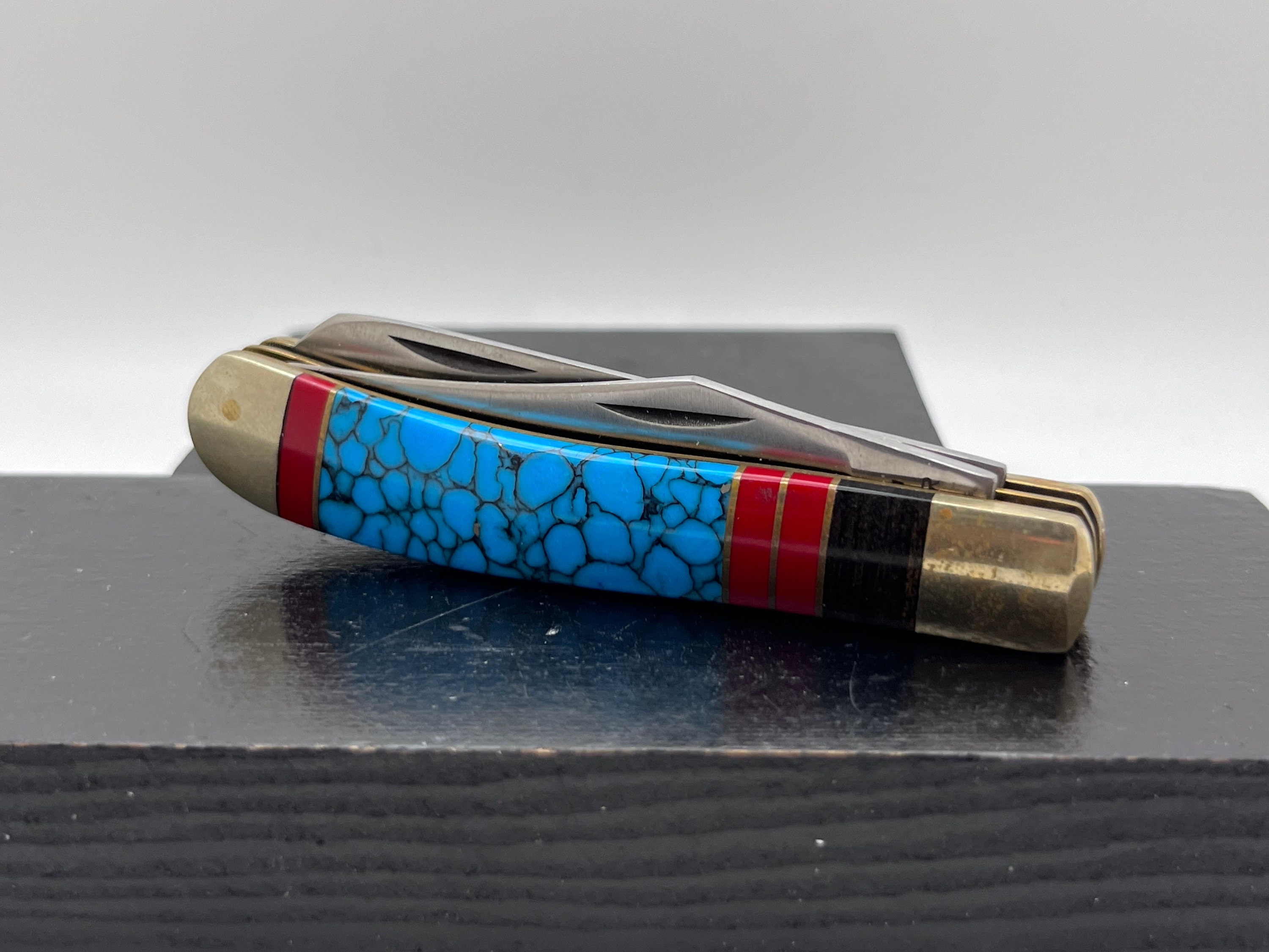 Vintage Diné (navajo) Native American Turquoise Wood and Brass