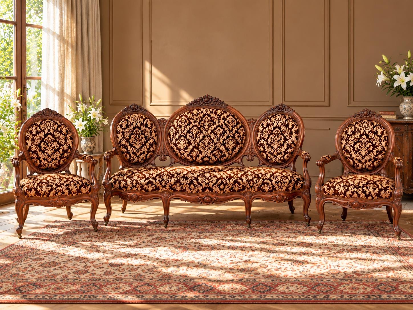 Carved sofa set antique - Etsy 日本
