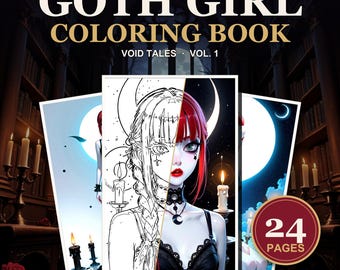 Goth Girl Kleurboek | 24 Hekserige, Donkere, Vrouwelijke Kleurplaten voor Volwassenen, Printbaar PDF Direct Downloaden