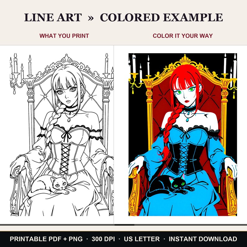 Witchy Coloring Book | 40 Goth Witch Coloring Pages for Adults, Candles, Moon & Ritual Printable PDF Download image 5