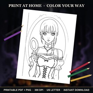 Witchy Coloring Book | 40 Goth Witch Coloring Pages for Adults, Candles, Moon & Ritual Printable PDF Download image 6