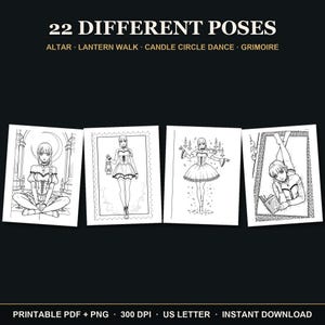 Witchy Coloring Book | 40 Goth Witch Coloring Pages for Adults, Candles, Moon & Ritual Printable PDF Download image 4