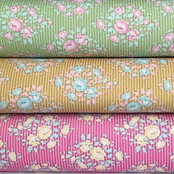 Tilda Marylou cotone floreale in 3 colorway. Venduto per Fat Quarter (50x55cm)