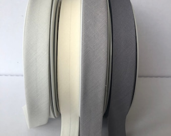 Schrägband Aus Polycotton – Mittelfalz, 5 M In Elfenbein, Perfekt Zum Einfassen Von Stoffen