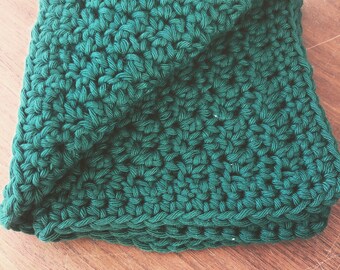 Handmade crochet cloth available in Forest Green, baby pink, baby blue or White. Handmade by me. Measures approximately 20cm x20 cm.