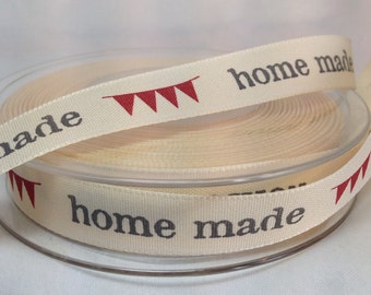 15mm Berisford 'Homemade' printed woven polyester ribbon priced Per Metre