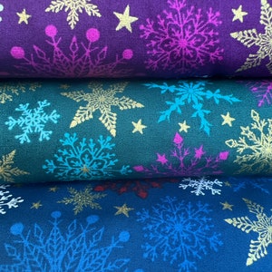 Winter snowflakes  contemporary cotton fabric cut to order. Priced per FQ. Cut to order