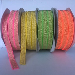 Neon 12mm wide metallic elastic cut to order priced Per Meter