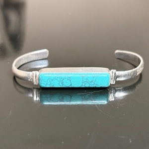 Handcrafted Sterling Silver Turquoise Cuff Bracelet, Southwestern Boho Bangle