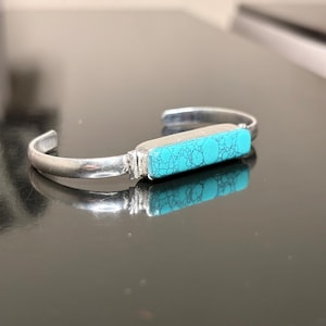 Handcrafted Sterling Silver Turquoise Cuff Bracelet, Southwestern Boho Bangle