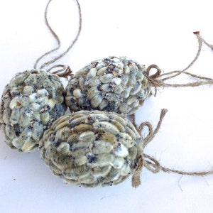 Spring decoration Catkins eggs Rustic Easter eggs Hanging Easter eggs, set of 3 image 2