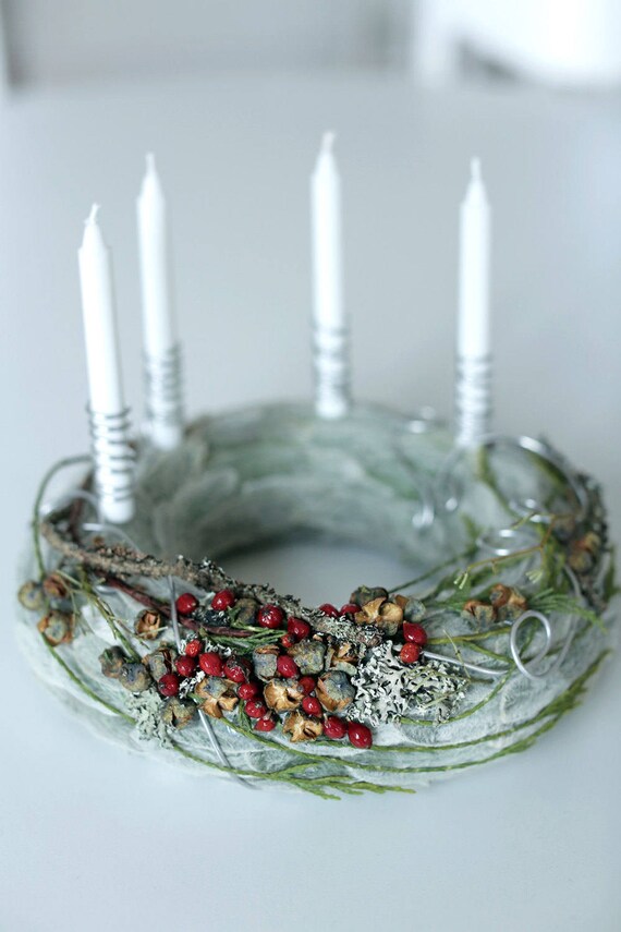 Advent Wreath Christmas Wreath Candle ring Centrepiece Etsy