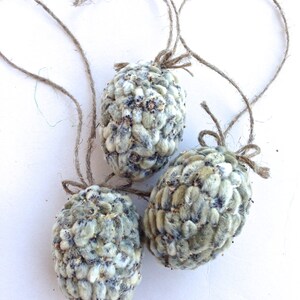 Spring decoration Catkins eggs Rustic Easter eggs Hanging Easter eggs, set of 3 image 4