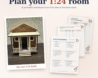 1:24 Dollhouse Room Planner Printable | Half Scale Miniature Room Box Workbook for Beginners | PDF