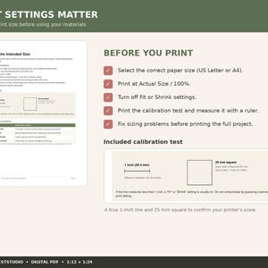 Dollhouse Wallpaper & Flooring Guide PDF, 1 12 and 1 24 Scale Miniature How-To, Printable Room Box Worksheets, Print Calibration Test image 5