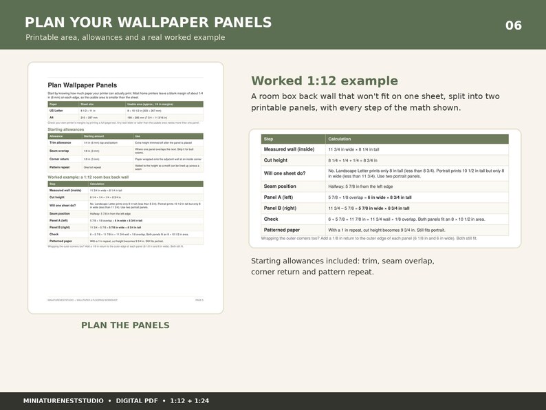 Dollhouse Wallpaper & Flooring Guide PDF, 1 12 and 1 24 Scale Miniature How-To, Printable Room Box Worksheets, Print Calibration Test image 6