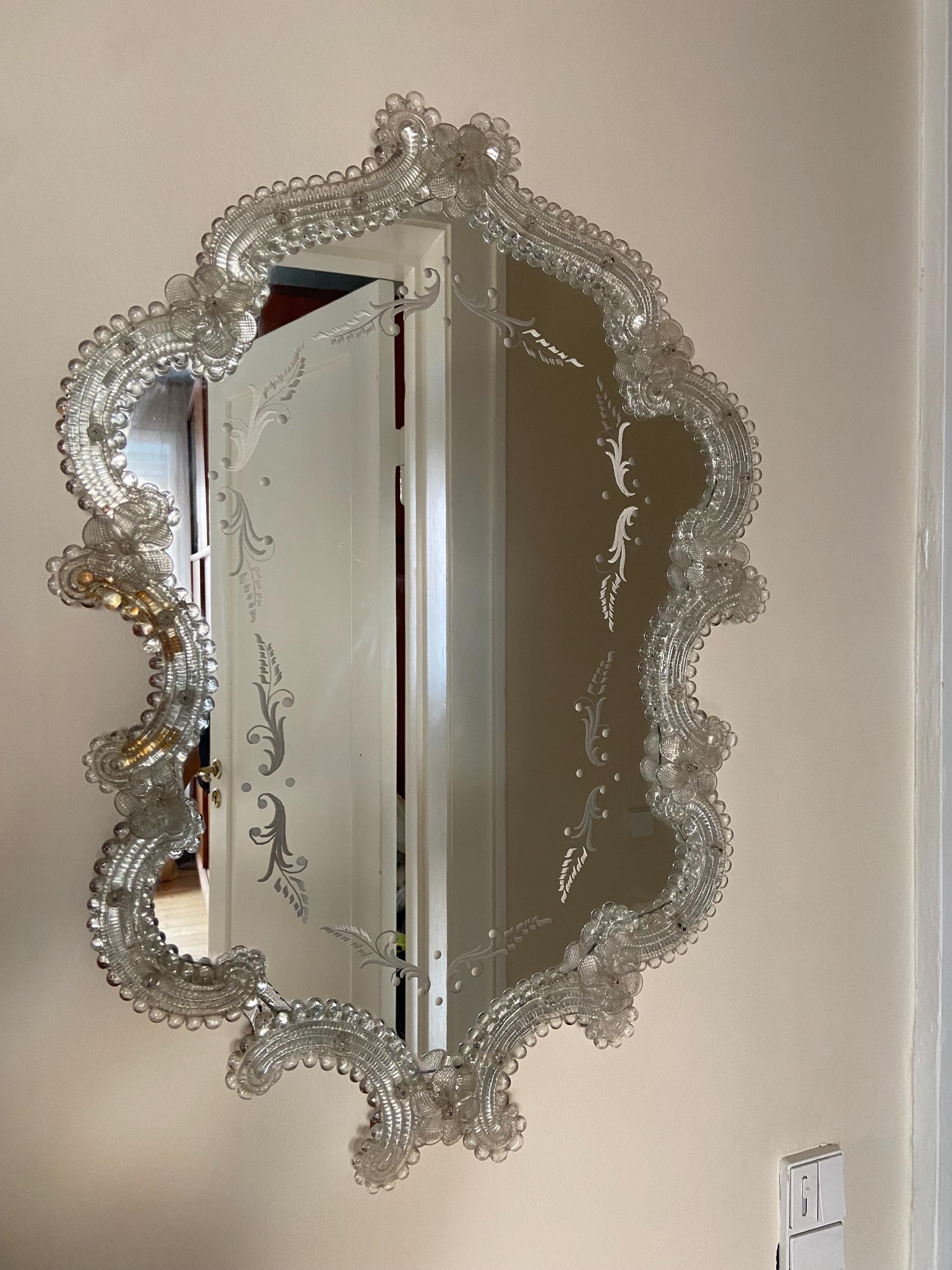 Italian Murano Venetian Floral Mirror - Etsy