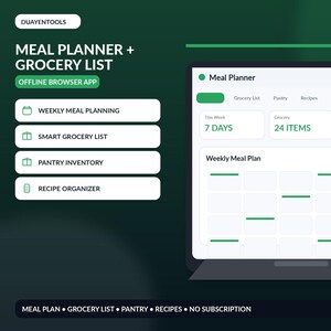 Meal Planner & Grocery List | Offline Meal Prep, Pantry Inventory and Recipe Planning App