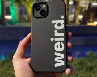 Funda para teléfono peculiar, tipografía en blanco y negro, diseño minimalista de palabras, funda para teléfono con texto en negrita