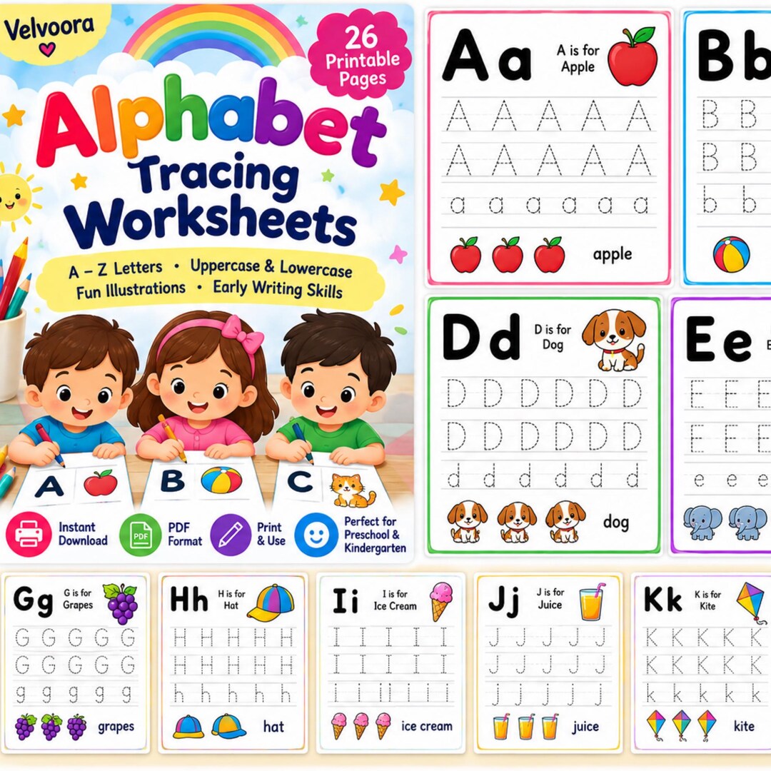 Alphabet Tracing Workbook, A-Z Letter Practice, Handwriting Worksheets ...