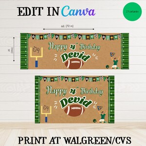Football Birthday Banner | Editable Canva Template | 2x6 & 3x5 ft Game Day Party Sign | Touchdown Boy Sports Decor | Digital Download